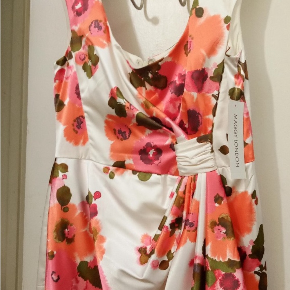 Maggy London Floral Dress - Pink, Orange, White